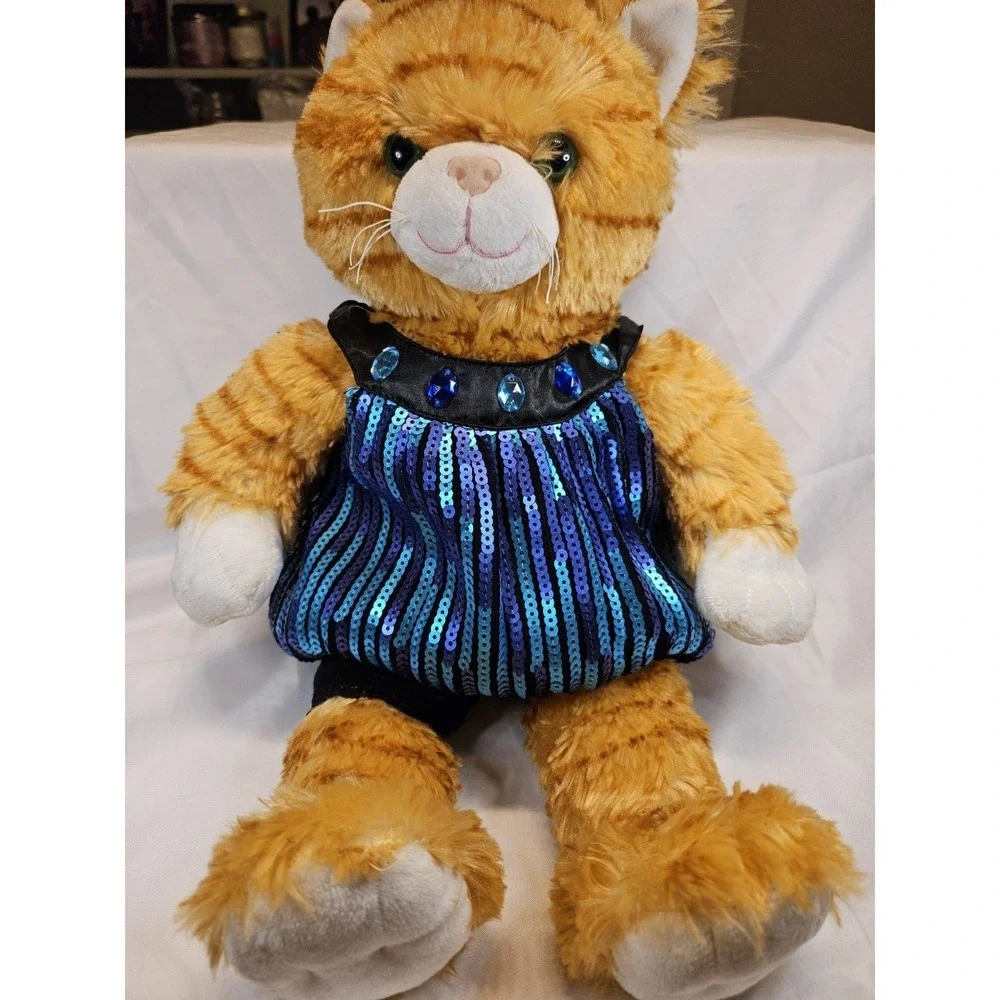 Build-A-Bear Workshop Blue Purple Sequin Striped Plush Doll Dress Outfit